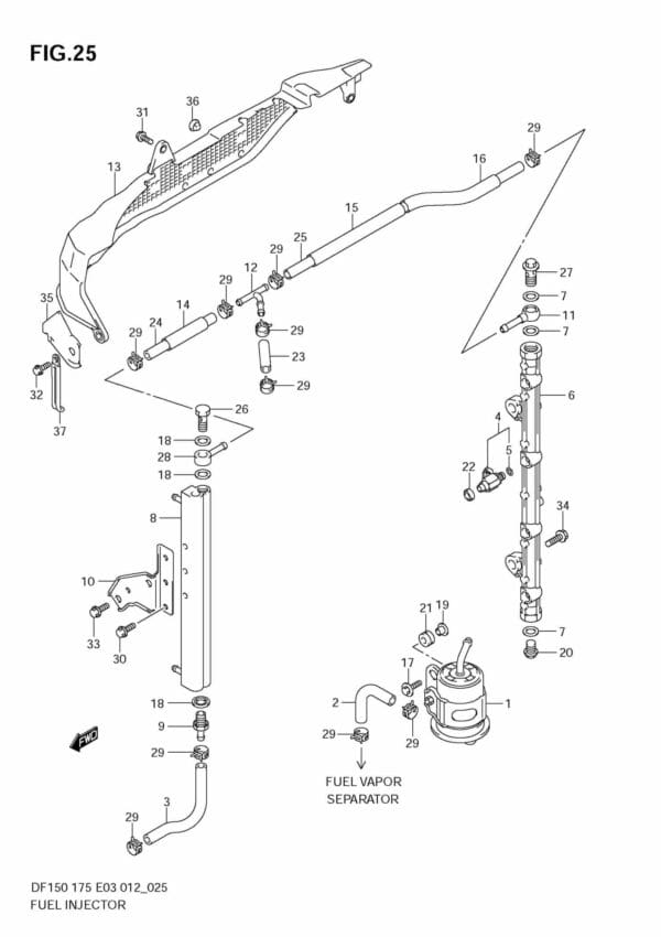 DF150/175 15002F-210001~; 15002Z-210001~; 17502F-210001~; 17502Z-210001 Fuel Injector (DF175T)
