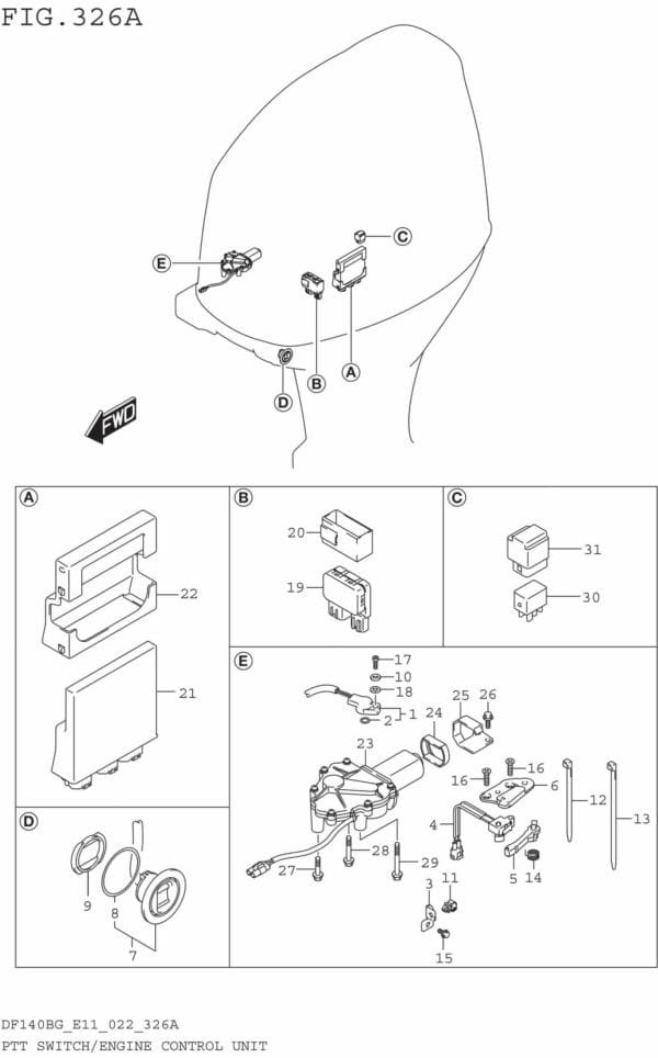 DF140BG,DF140BZG-240001 PTT Switch/Engine Control Unit (SEE NOTE)