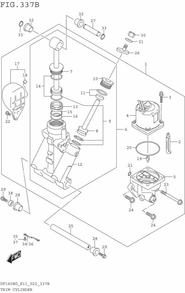 DF140BG,DF140BZG-240001 Trim Cylinder ((DF140BG,DF140BZG):E11)