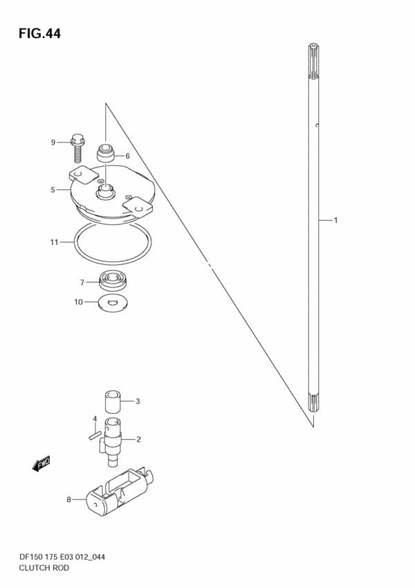 DF150/175 15002F-210001~; 15002Z-210001~; 17502F-210001~; 17502Z-210001 Clutch Rod (DF150T)