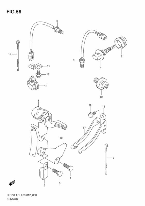 DF150/175 15002F-210001~; 15002Z-210001~; 17502F-210001~; 17502Z-210001 Sensor