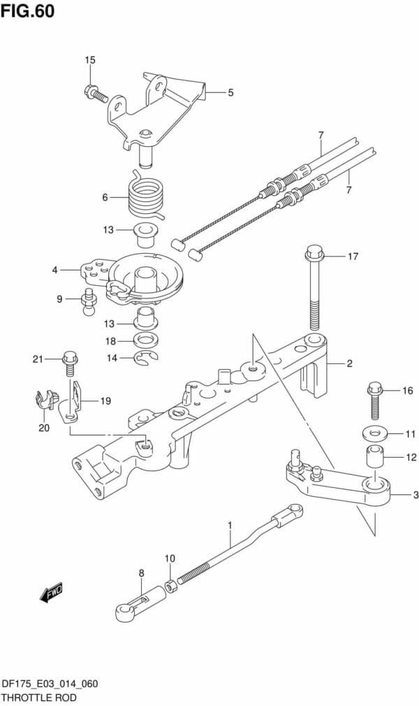 DF150-175,T,TG,Z,ZG-410001 Throttle Rod (DF175Z E03)