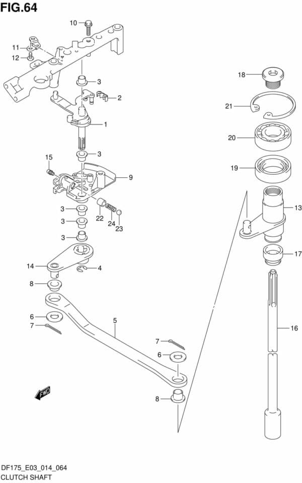 DF150-175,T,TG,Z,ZG-410001 Clutch Shaft (DF150T E03)