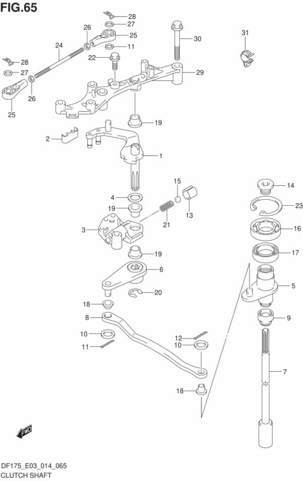 DF150-175,T,TG,Z,ZG-410001 Clutch Shaft (DF150TG E03)