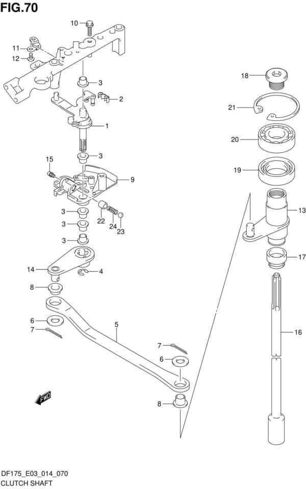 DF150-175,T,TG,Z,ZG-410001 Clutch Shaft (DF175Z E03)