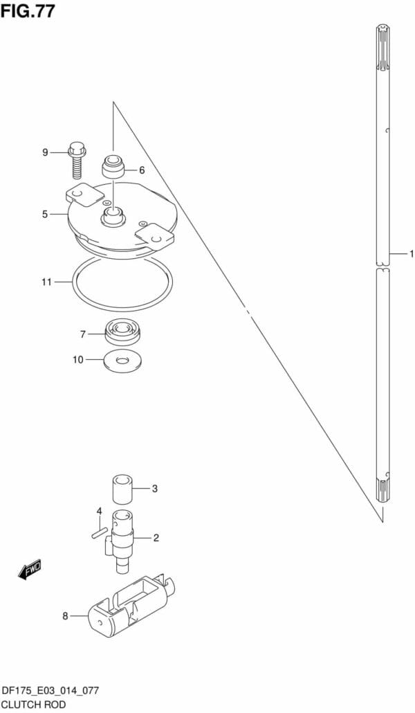 DF150-175,T,TG,Z,ZG-410001 Clutch Rod (DF175TG E03)