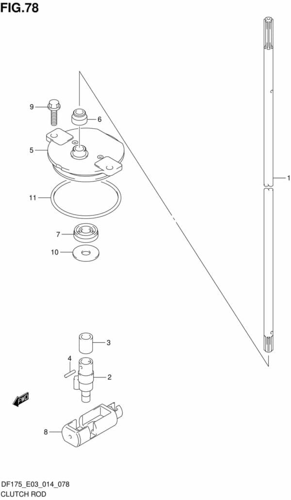 DF150-175,T,TG,Z,ZG-410001 Clutch Rod (DF175Z E03)