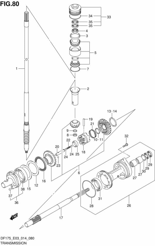 DF150-175,T,TG,Z,ZG-410001 Transmission (DF150T E03)