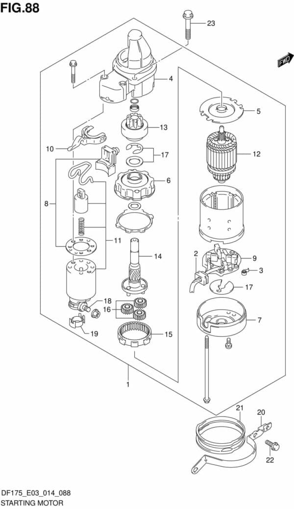 DF150-175,T,TG,Z,ZG-410001 Starting Motor