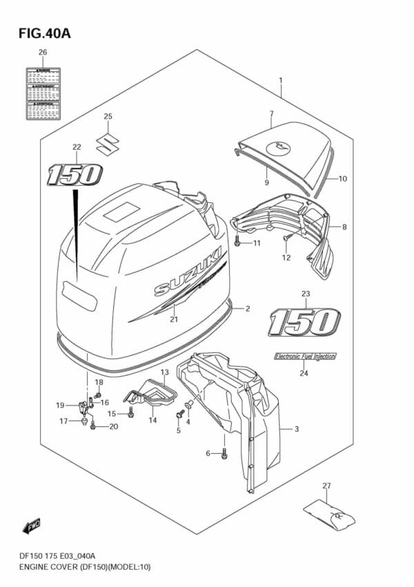 DF150/175T,Z 2006-2010-2011 Engine Cover (DF150)(Model10~)