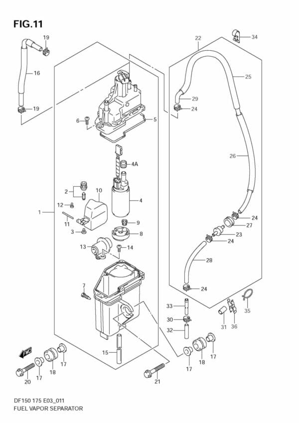 DF150/175T,Z 2006-2010-2011 Fuel Vapor Separator