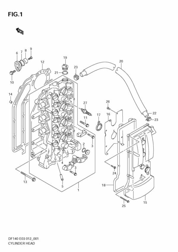 DF140T,Z 14002F-210001~; 14002Z-210001 Cylinder Head