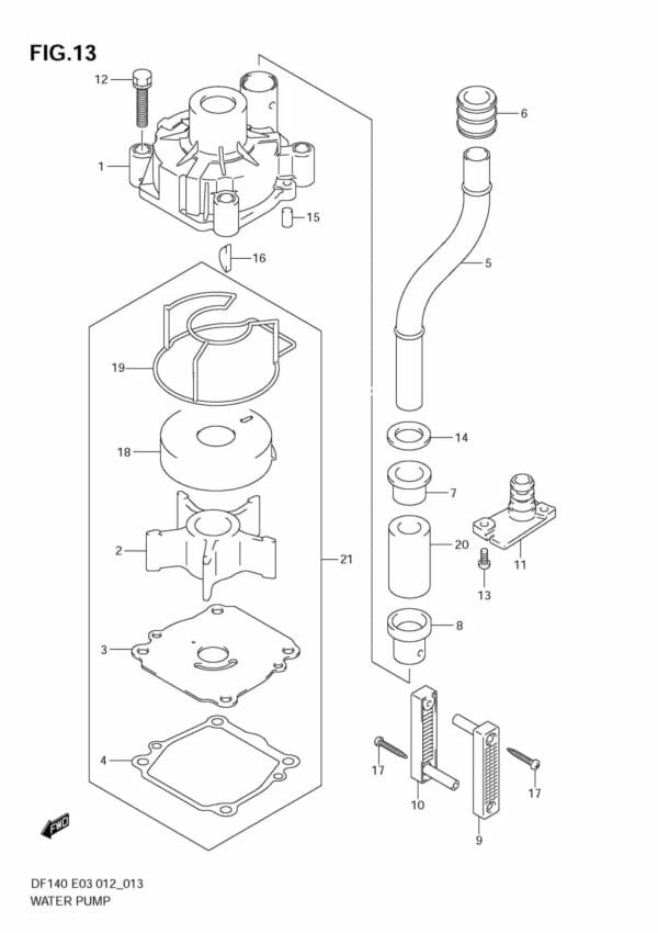 DF140T,Z 14002F-210001~; 14002Z-210001 Water Pump (DF140Z)