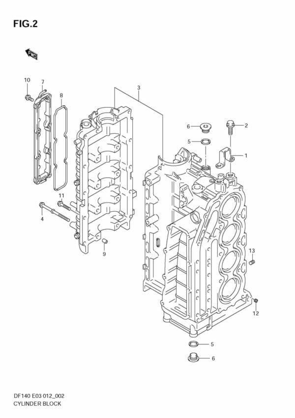 DF140T,Z 14002F-210001~; 14002Z-210001 Cylinder Block