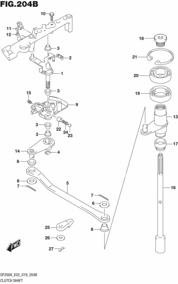 DF150AT,AZ,175AT,AZ,200AT,AZ,AST-910001 Clutch Shaft (DF200AZ)(DF175AZ)(DF150AZ)