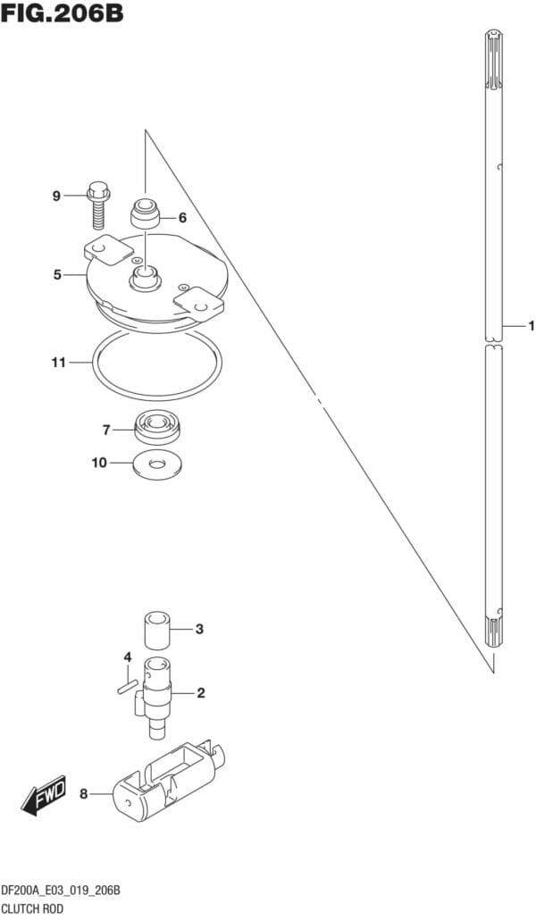 DF150AT,AZ,175AT,AZ,200AT,AZ,AST-910001 Clutch Rod (DF200AZ)(DF175AZ)(DF150AZ)