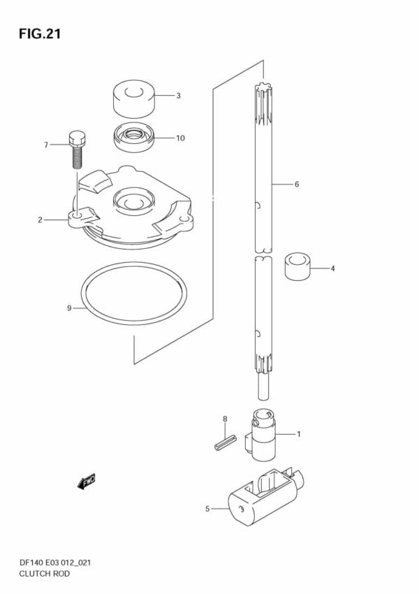 DF140T,Z 14002F-210001~; 14002Z-210001 Clutch Rod (DF140T)