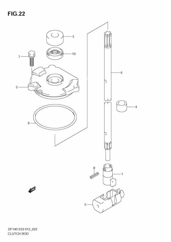 DF140T,Z 14002F-210001~; 14002Z-210001 Clutch Rod (DF140Z)