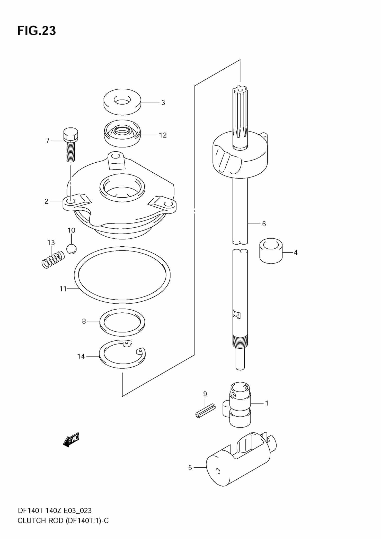 Clutch Rod (DF140T) Precision Marine