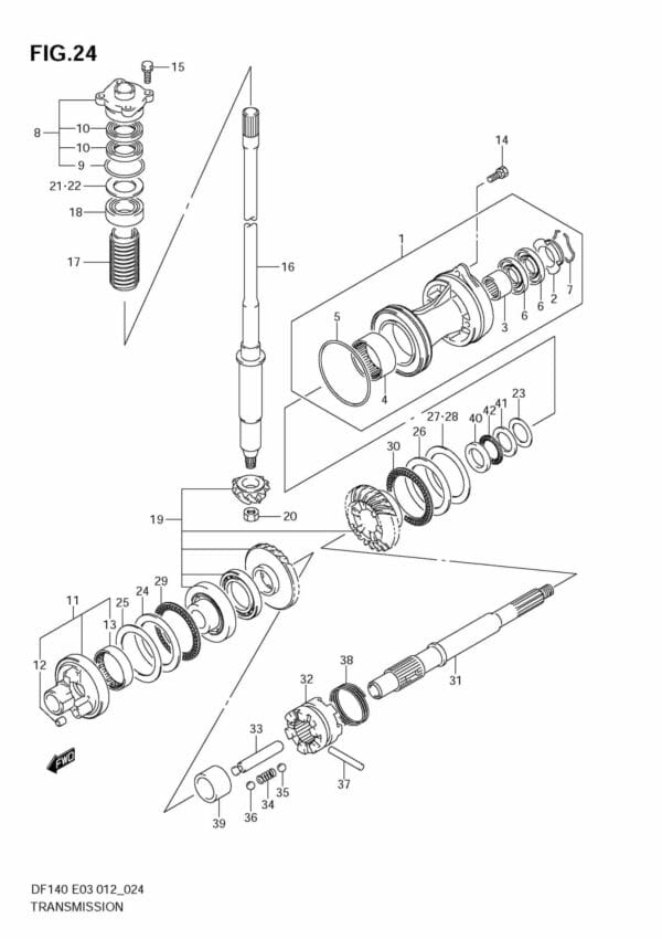 DF140T,Z 14002F-210001~; 14002Z-210001 Transmission (DF140Z)