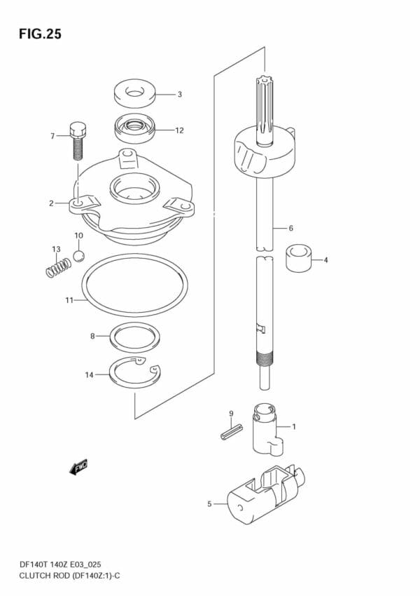 DF140T,Z 2002-2011 Clutch Rod (DF140Z:~680233)