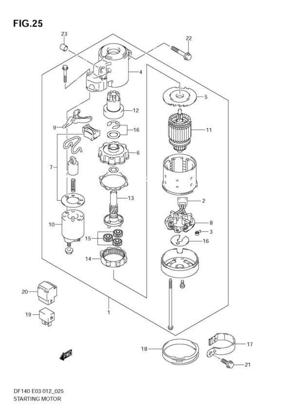 DF140T,Z 14002F-210001~; 14002Z-210001 Starting Motor