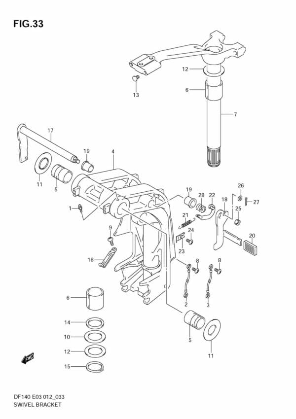 DF140T,Z 14002F-210001~; 14002Z-210001 Swivel Bracket (DF140T)