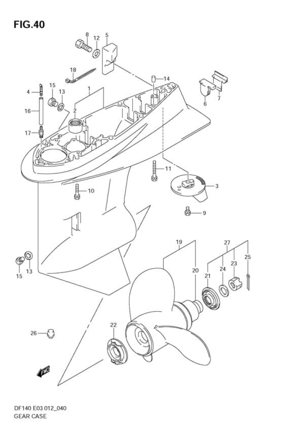 DF140T,Z 14002F-210001~; 14002Z-210001 Gear Case (DF140T)