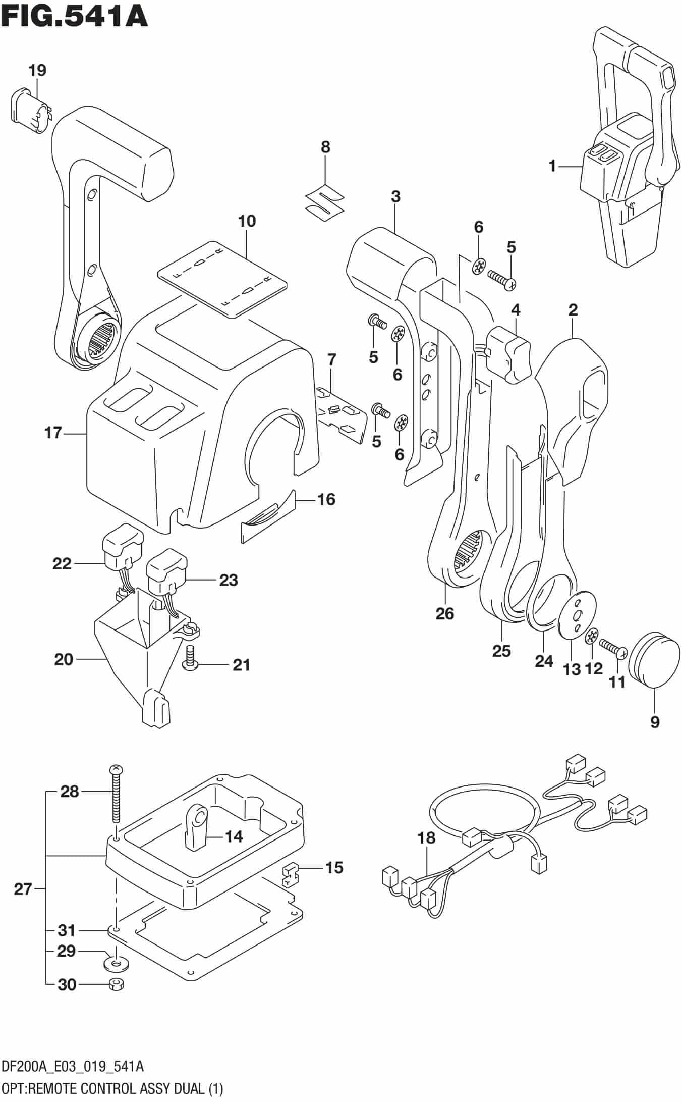 DF150AT,AZ,175AT,AZ,200AT,AZ,AST-910001 OPT: Remote Control Assy Dual (1)