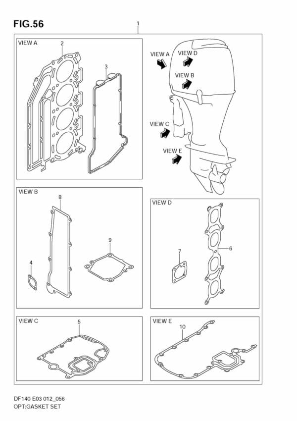 DF140T,Z 14002F-210001~; 14002Z-210001 OPT: Gasket Set