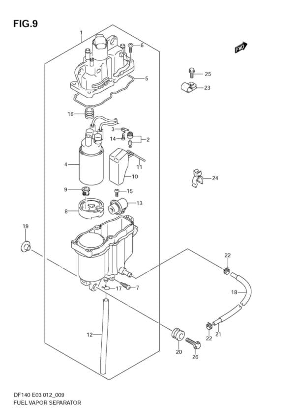 DF140T,Z 14002F-210001~; 14002Z-210001 Fuel Vapor Separator