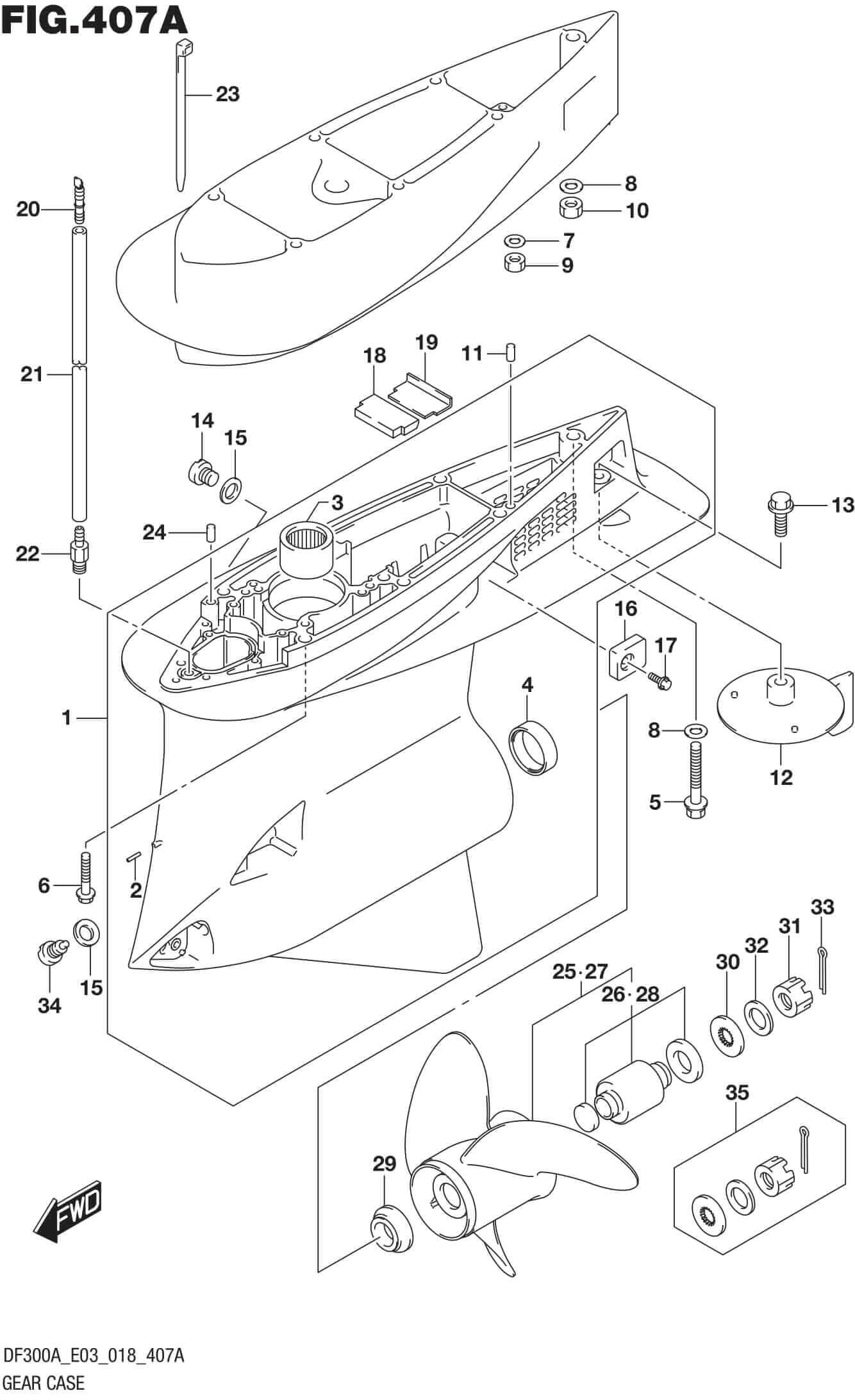 Gear Case (DF300A) | 39092 | Precision Marine