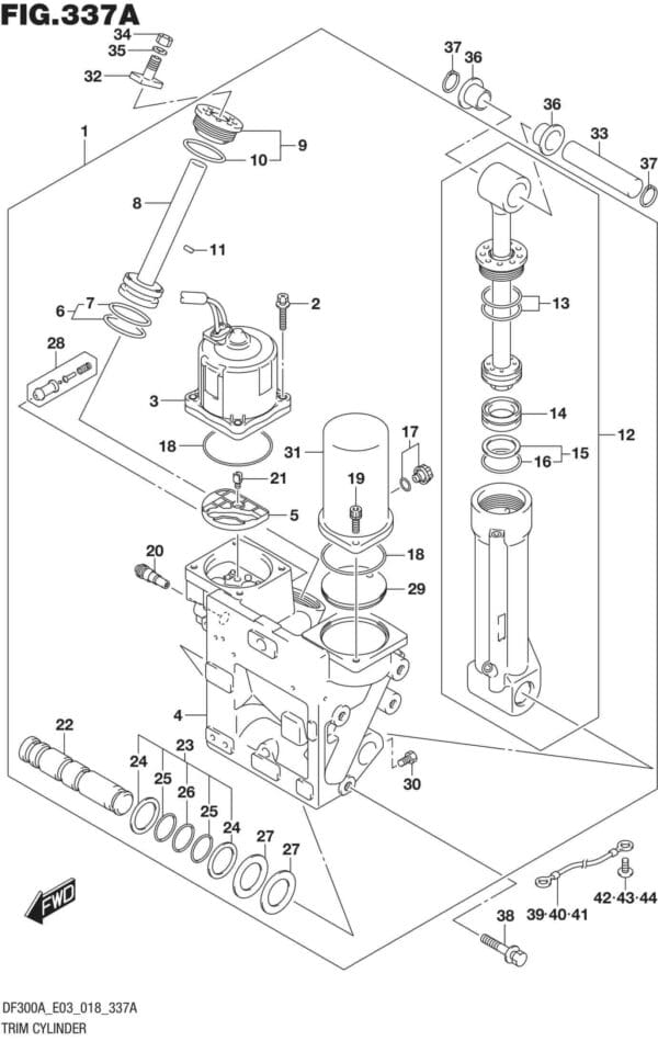 DF250AP-300AP-810001~ Trim Cylinder Transom(X,XX)