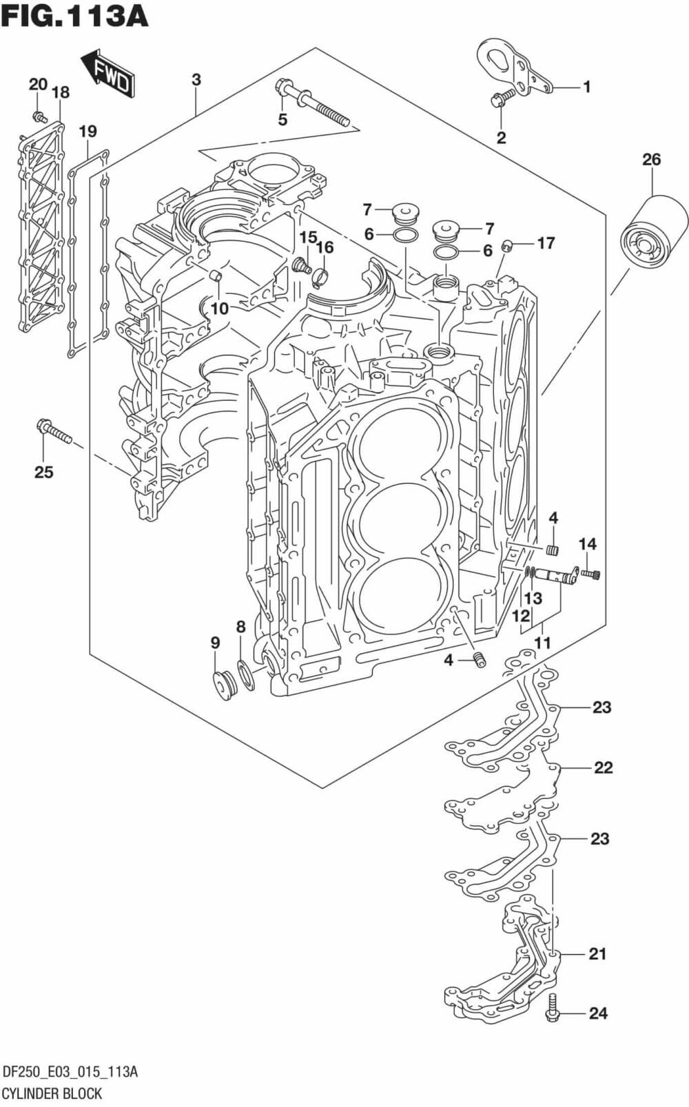 Cylinder Block (DF200T E03) Precision Marine
