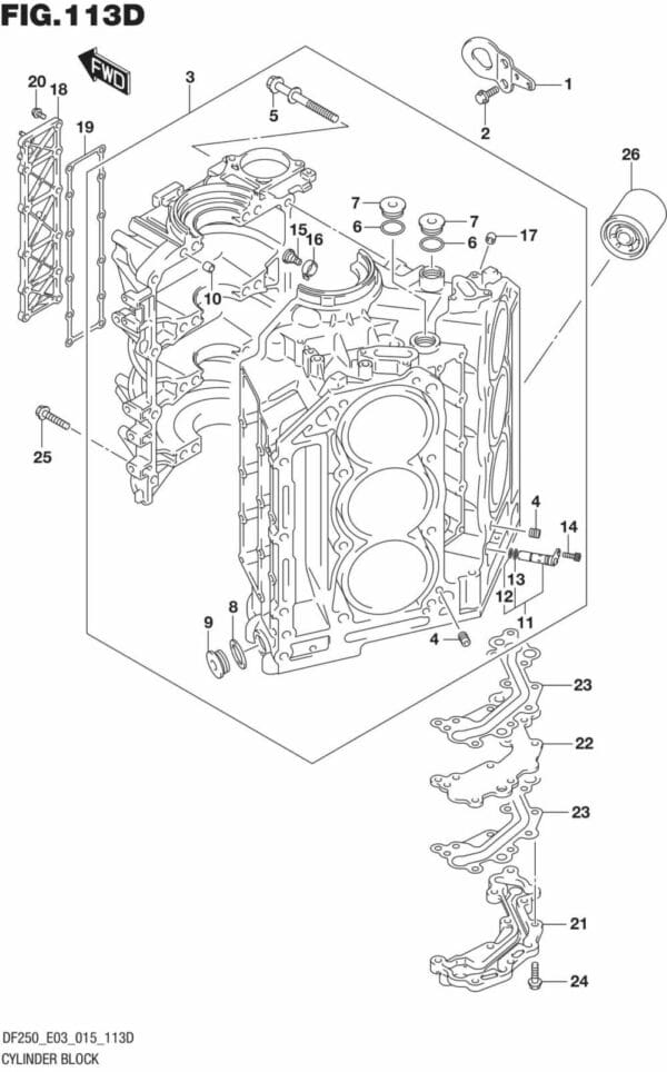 DF200T,Z-225,T,Z-250,T,Z,ST-510001 Cylinder Block (DF225Z E03)