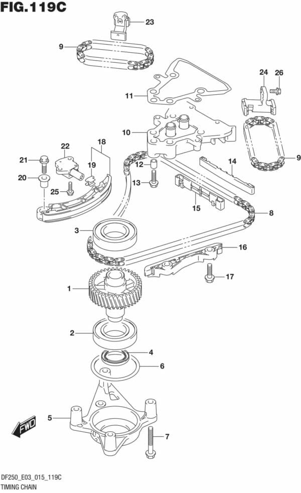 DF200T,Z-225,T,Z-250,T,Z,ST-510001 Timing Chain (DF225T E03)