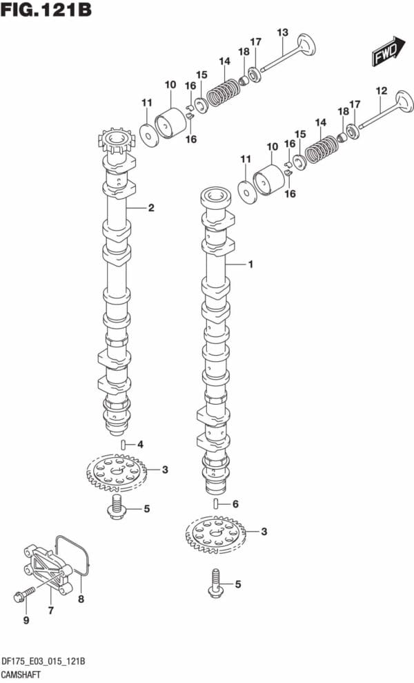 DF150,-175,-T,-Z,-ST,TG,-ZG,-510001 Camshaft (DF150TG E03)