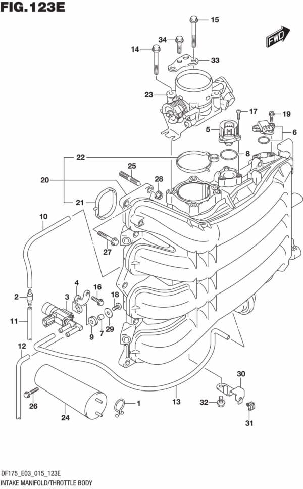 DF150,-175,-T,-Z,-ST,TG,-ZG,-510001 Intake Manifold/Throttle Body (DF175T E03)