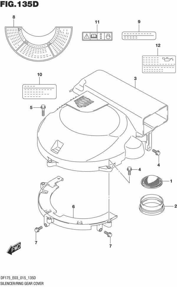 DF150,-175,-T,-Z,-ST,TG,-ZG,-510001 Silencer/Ring Gear Cover (DF150ZG E03)