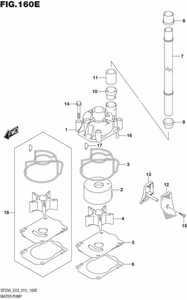 DF200T,Z-225,T,Z-250,T,Z,ST-510001 Water Pump (DF250T E03)