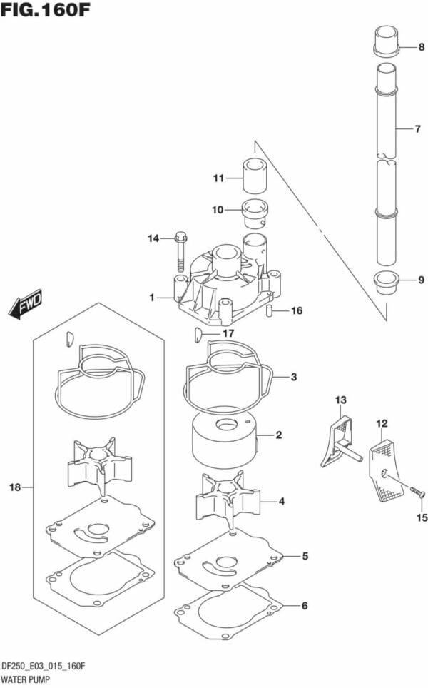 DF200T,Z-225,T,Z-250,T,Z,ST-510001 Water Pump (DF250Z E03)