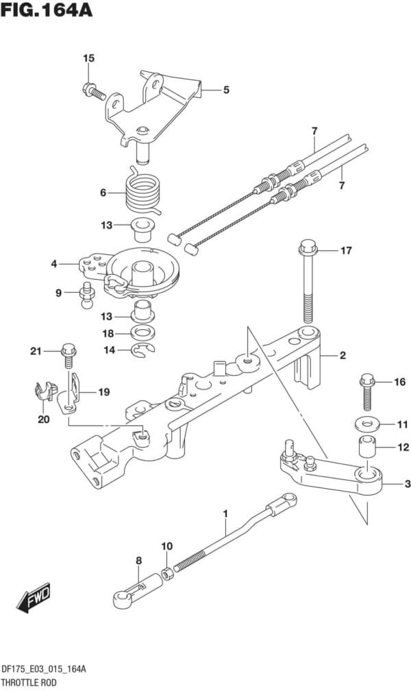 DF150,-175,-T,-Z,-ST,TG,-ZG,-510001 Throttle Rod (DF150T E03)