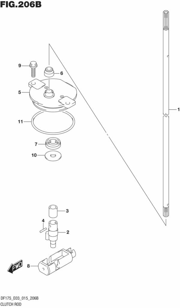 DF150,-175,-T,-Z,-ST,TG,-ZG,-510001 Clutch Rod (DF150TG E03)