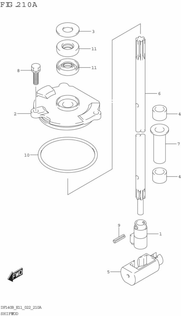 DF140BT,BZ-240001 Shift Rod (DF140BT)