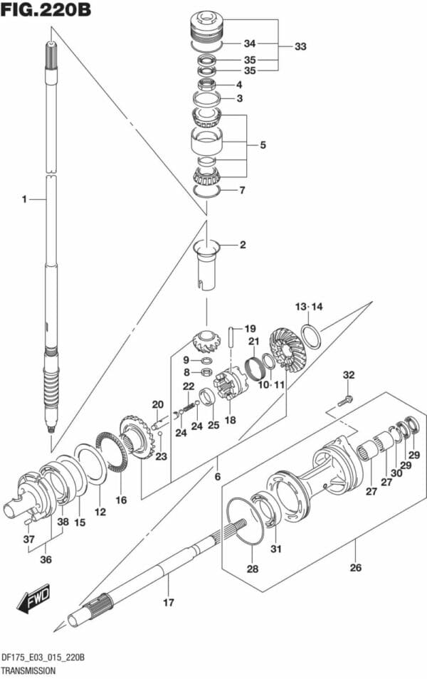 DF150,-175,-T,-Z,-ST,TG,-ZG,-510001 Transmission (DF150TG E03)