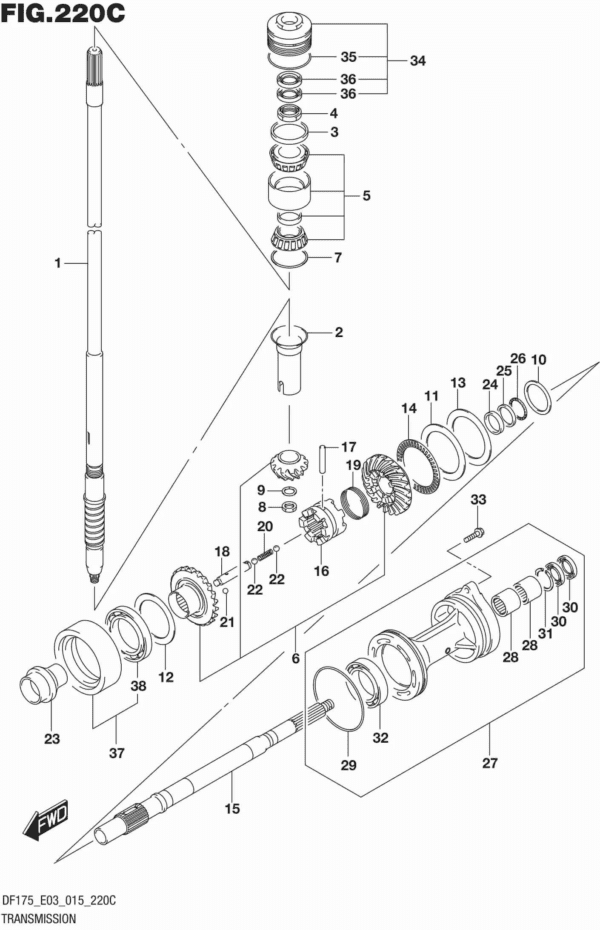 DF150,-175,-T,-Z,-ST,TG,-ZG,-510001 Transmission (DF150Z E03)