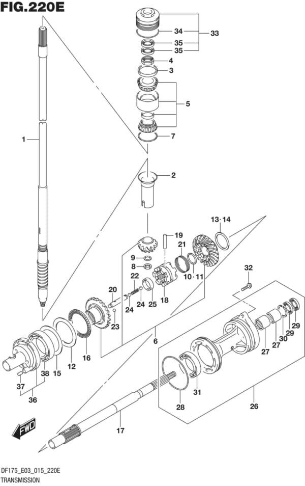 DF150,-175,-T,-Z,-ST,TG,-ZG,-510001 Transmission (DF175T E03)