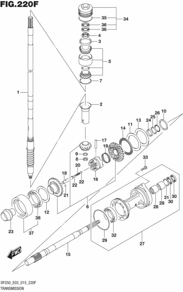 DF200T,Z-225,T,Z-250,T,Z,ST-510001 Transmission (DF250Z E03)