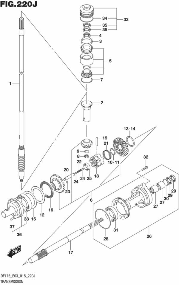 DF150,-175,-T,-Z,-ST,TG,-ZG,-510001 Transmission (DF150ST E03)