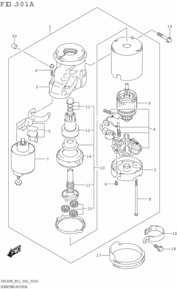 DF140BT,BZ-240001 Starting Motor